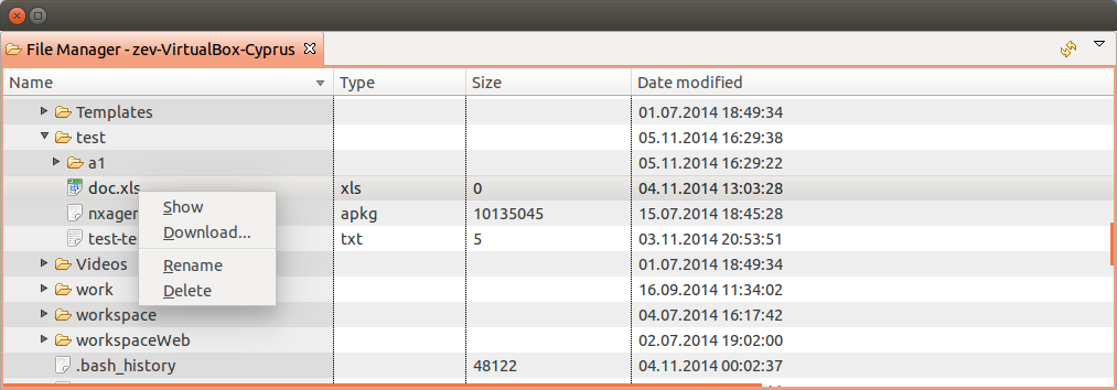 File menu