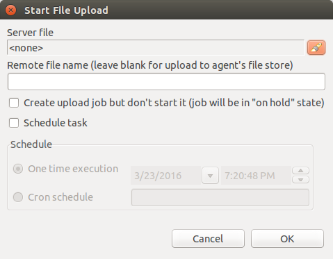 Server to agent file upload